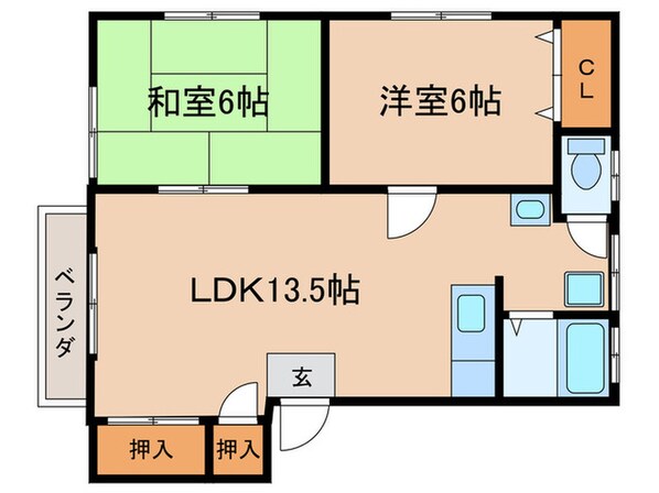 コーポ上殿 2の物件間取画像